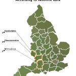 Map of England's greenest counties.