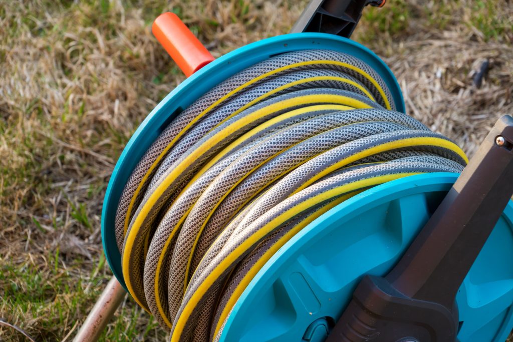 Garden hose reel.