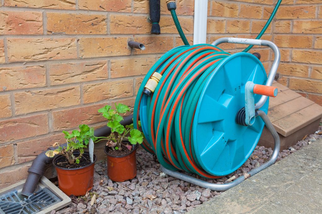 Garden hose reel.